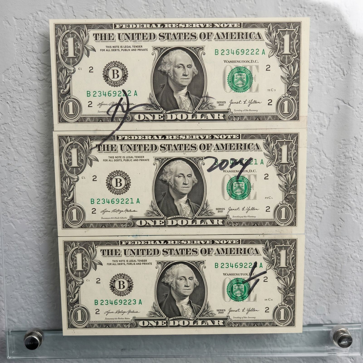 Death NYC 1/1 Rolex Daytona Mixed Media on $1 Bills with COA, Framed Art