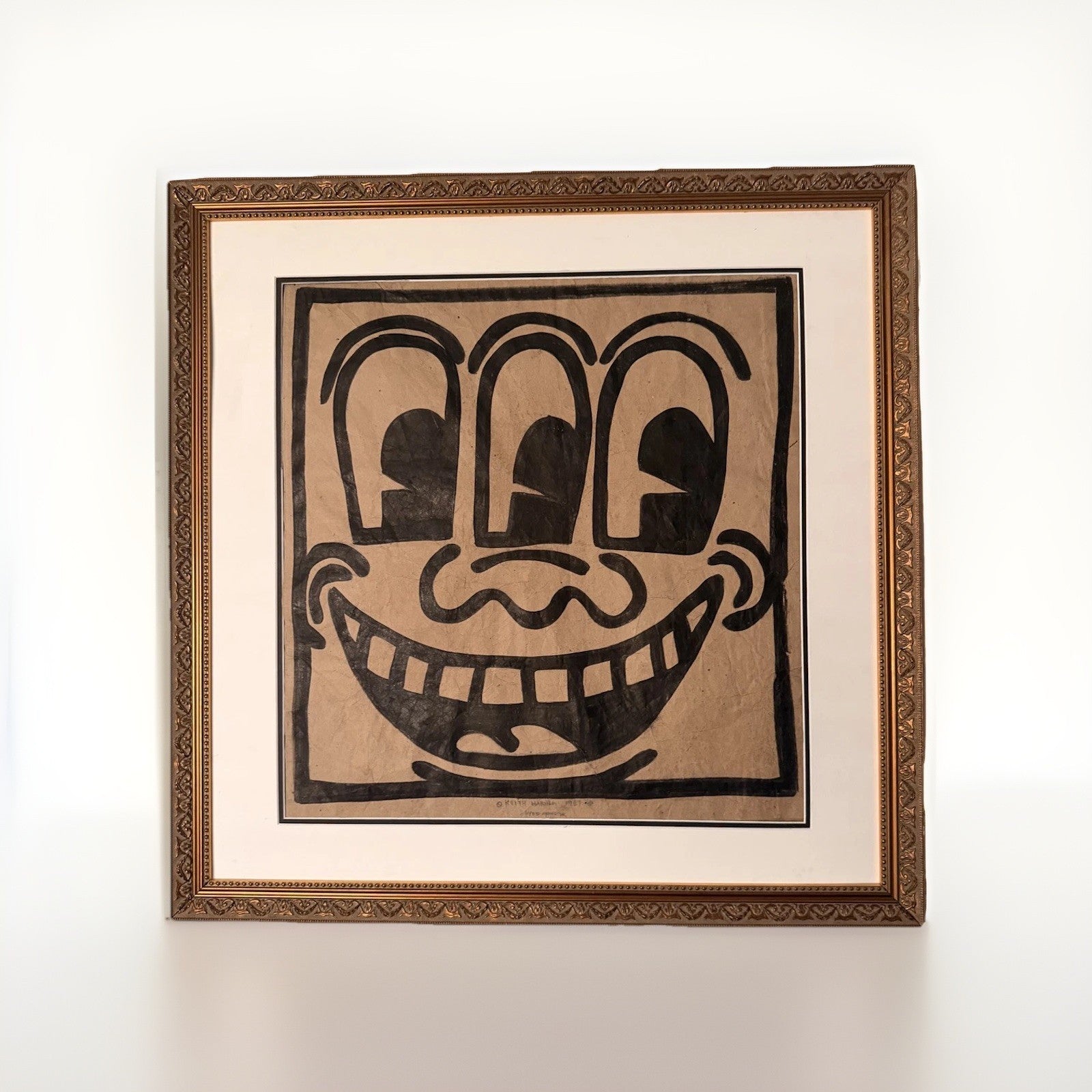Keith Haring (Attributed) Marker Drawing on Paper Bag Signed - Unauthenticated