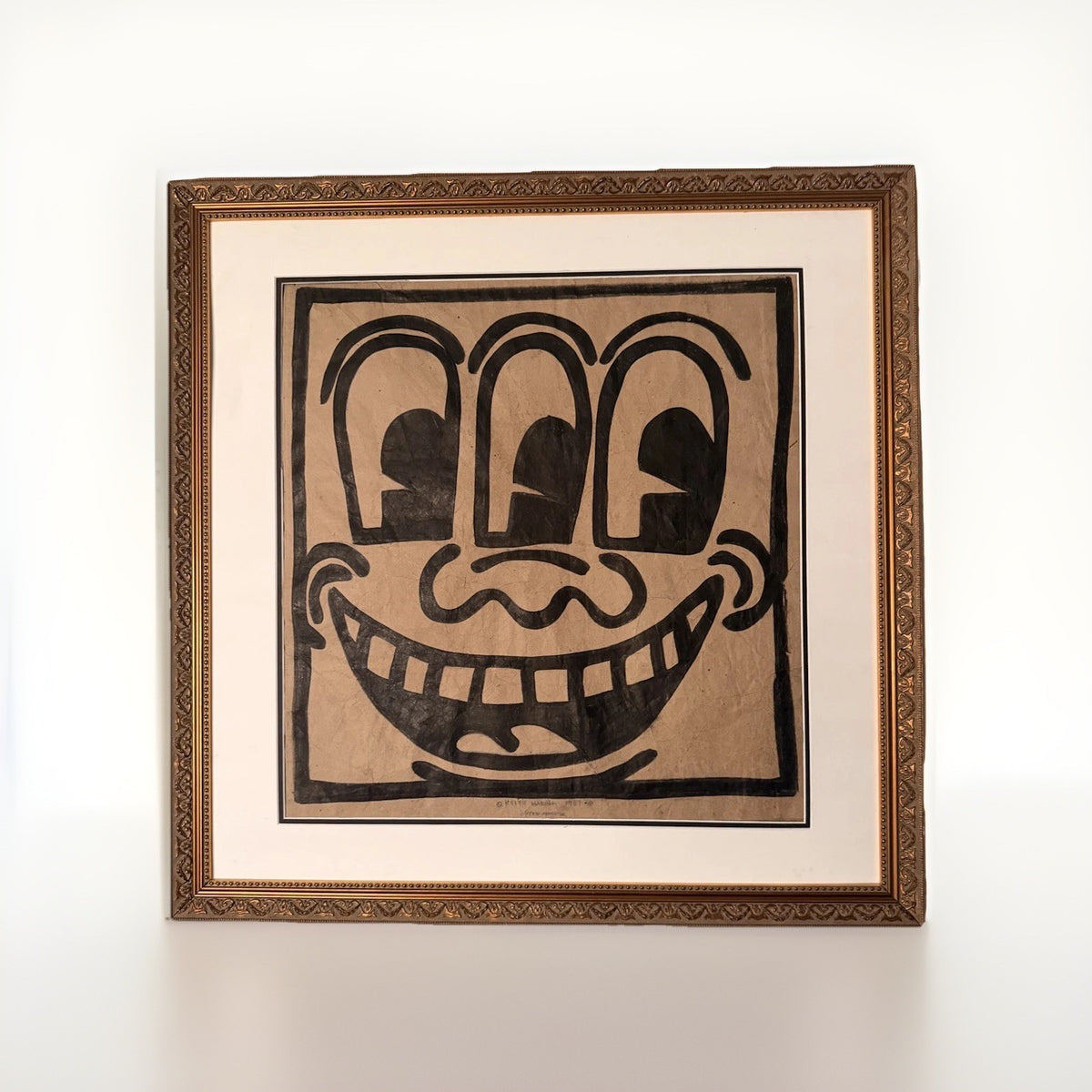 Keith Haring (Attributed) Marker Drawing on Paper Bag Signed - Unauthenticated