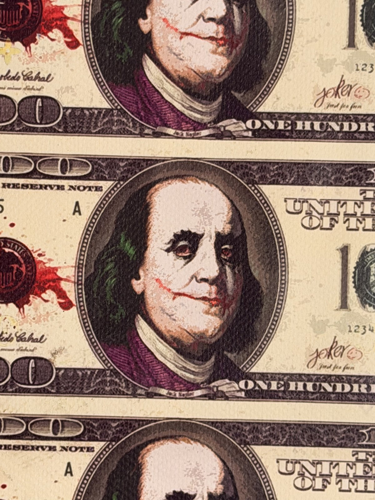 Death NYC Joker $100 Bill Louis Vuitton Signed Numbered LTD 100 FRAMED Pop Art