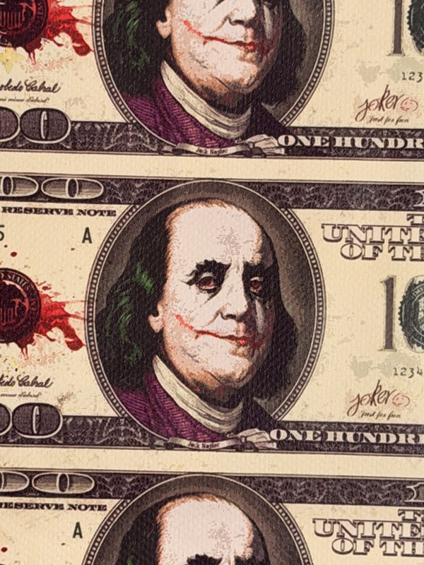 Death NYC Joker $100 Bill Louis Vuitton Signed Numbered LTD 100 FRAMED Pop Art