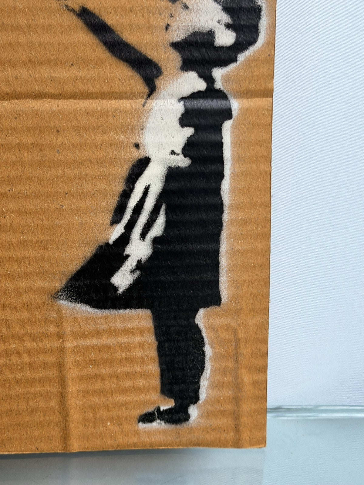 WMMS Signed Original Stencil Spray Art on Cardboard Banksy Dismaland Style 3/3