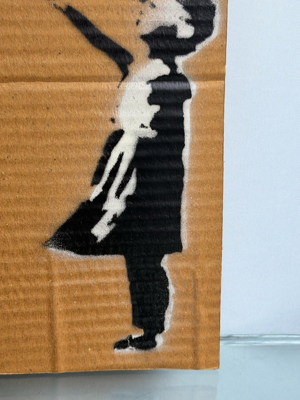 WMMS Signed Original Stencil Spray Art on Cardboard Banksy Dismaland Style 3/3