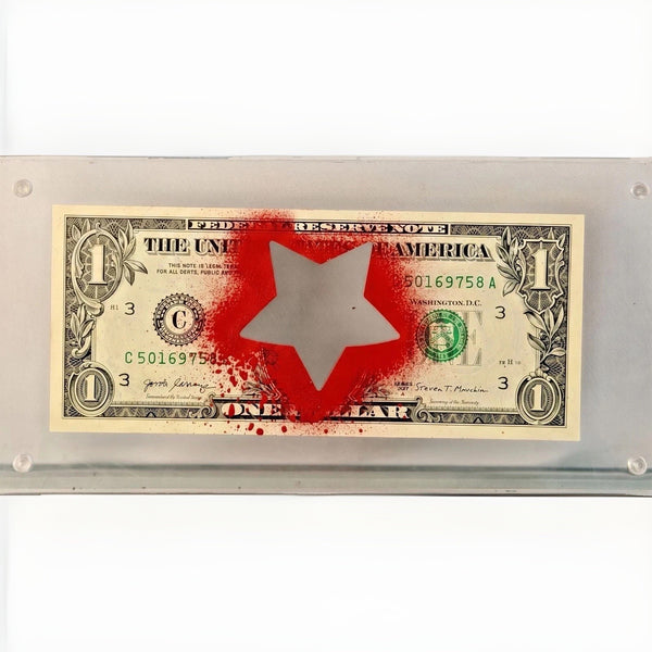 Death NYC — "Red Star" Single Dollar Bill Mixed Media