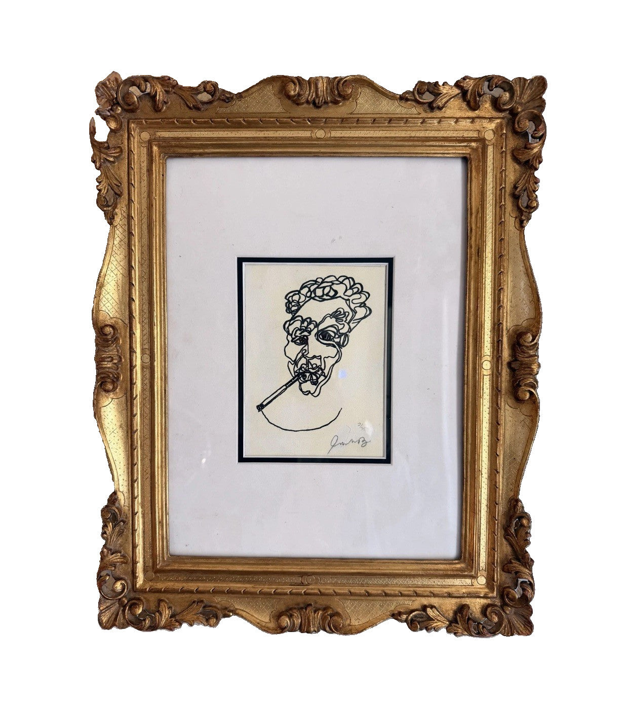 One Line Marker Drawing 1985 w/ Basquiat Estate COA - UNVERIFIED Sold As-Is