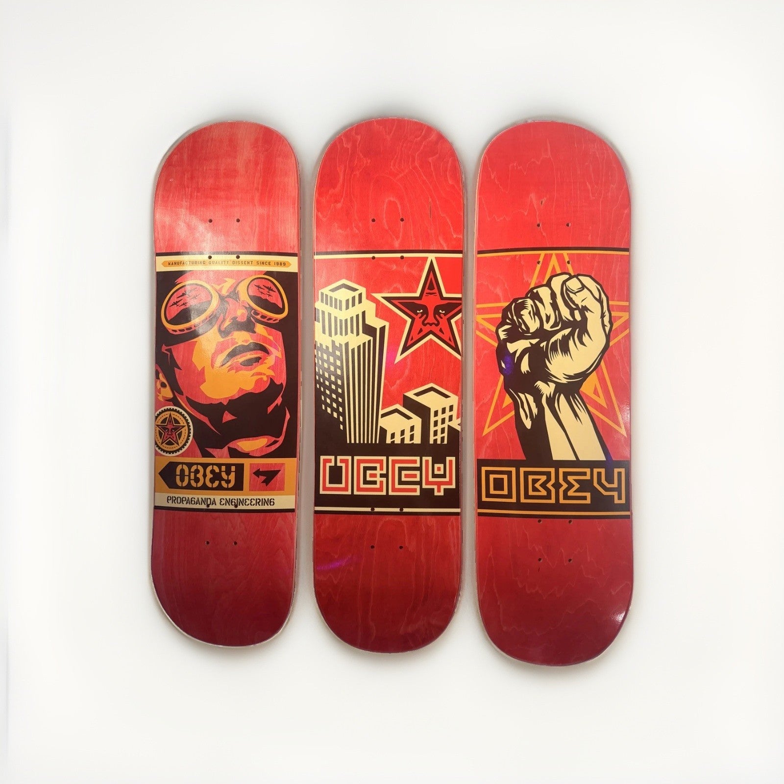 Shepard Fairey OBEY 30th Anniversary Skateboard Deck Set of 3 Limited 2019 /300