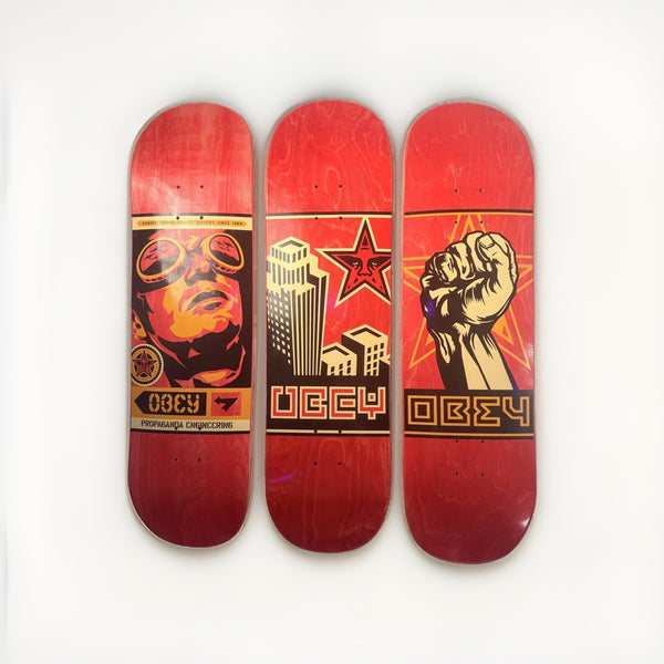 Shepard Fairey OBEY 30th Anniversary Skateboard Deck Set of 3 Limited 2019 /300