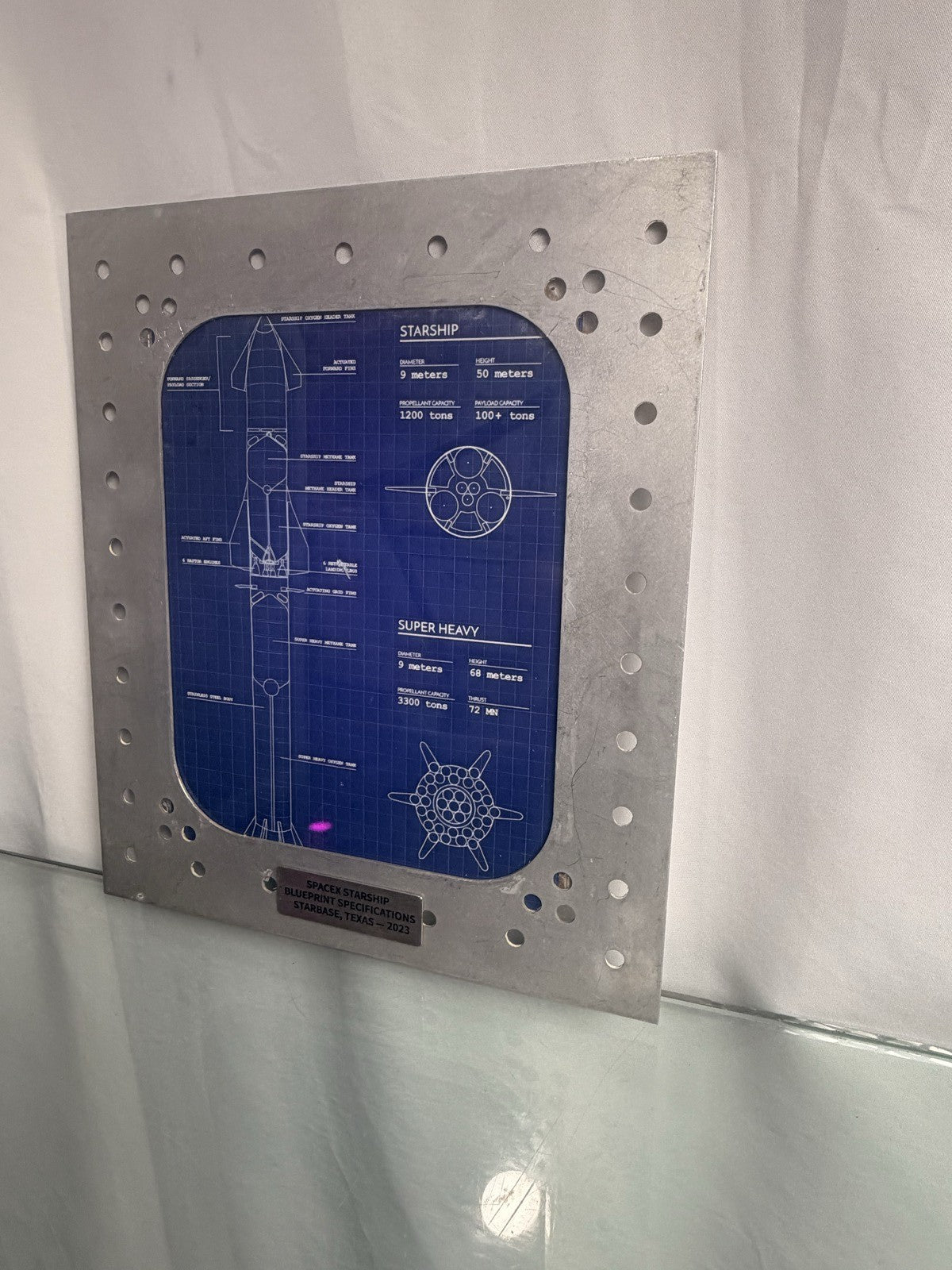 SpaceX Starship Super Heavy Blueprint Metal Display Panel Spacecraft Frame