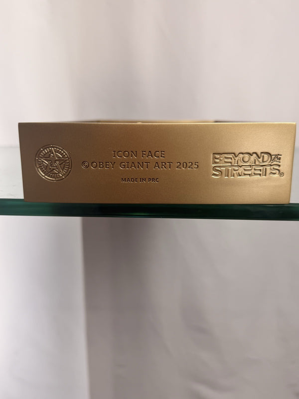 Shepard Fairey OBEY Giant Icon Face 3D Gold Relief Plaque Sculpture New in Box