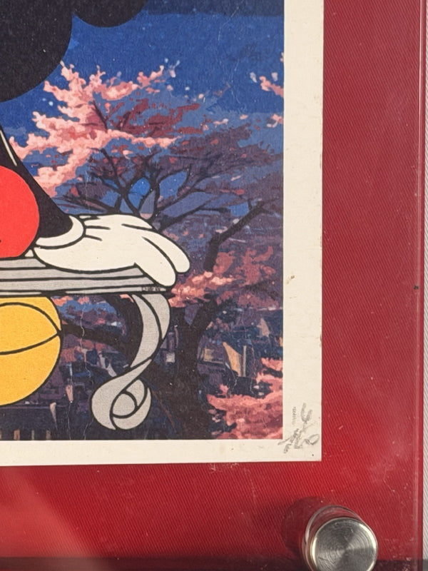 Death NYC Mickey Minnie Mt Fuji Cherry Blossom Signed 2024 Pop Art Acrylic