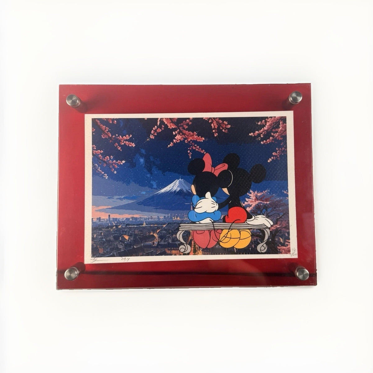 Death NYC Mickey Minnie Mt Fuji Cherry Blossom Signed 2024 Pop Art Acrylic
