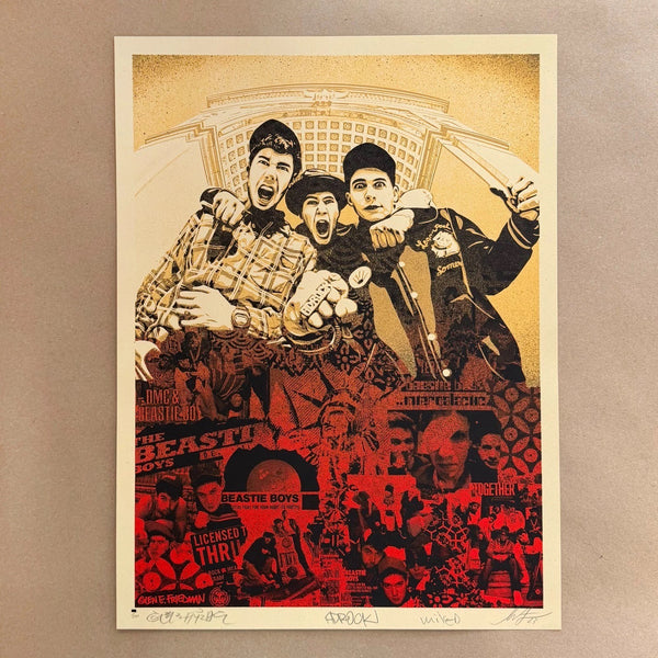 Shepard Fairey Beastie Boys Stand Together RED + BLUE Pair Signed /250 OBEY