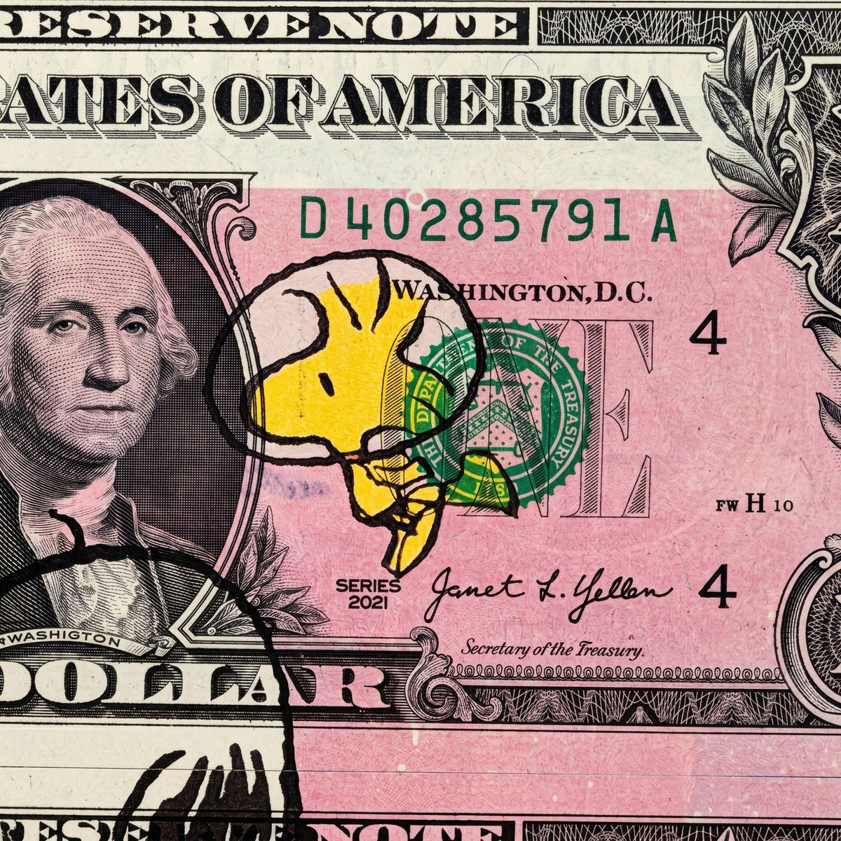 Death NYC — Snoopy & Woodstock on U.S. Dollar Diptych Signed LE