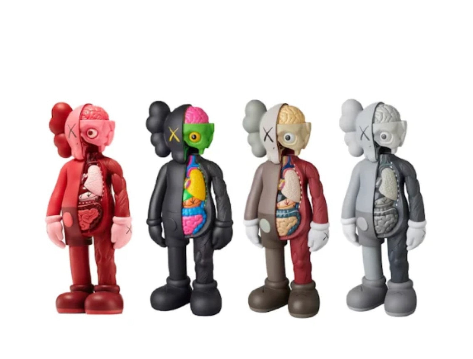 KAWS Companion Flayed Open Edition Set of 4 Black Grey Brown Blush Medicom NEW