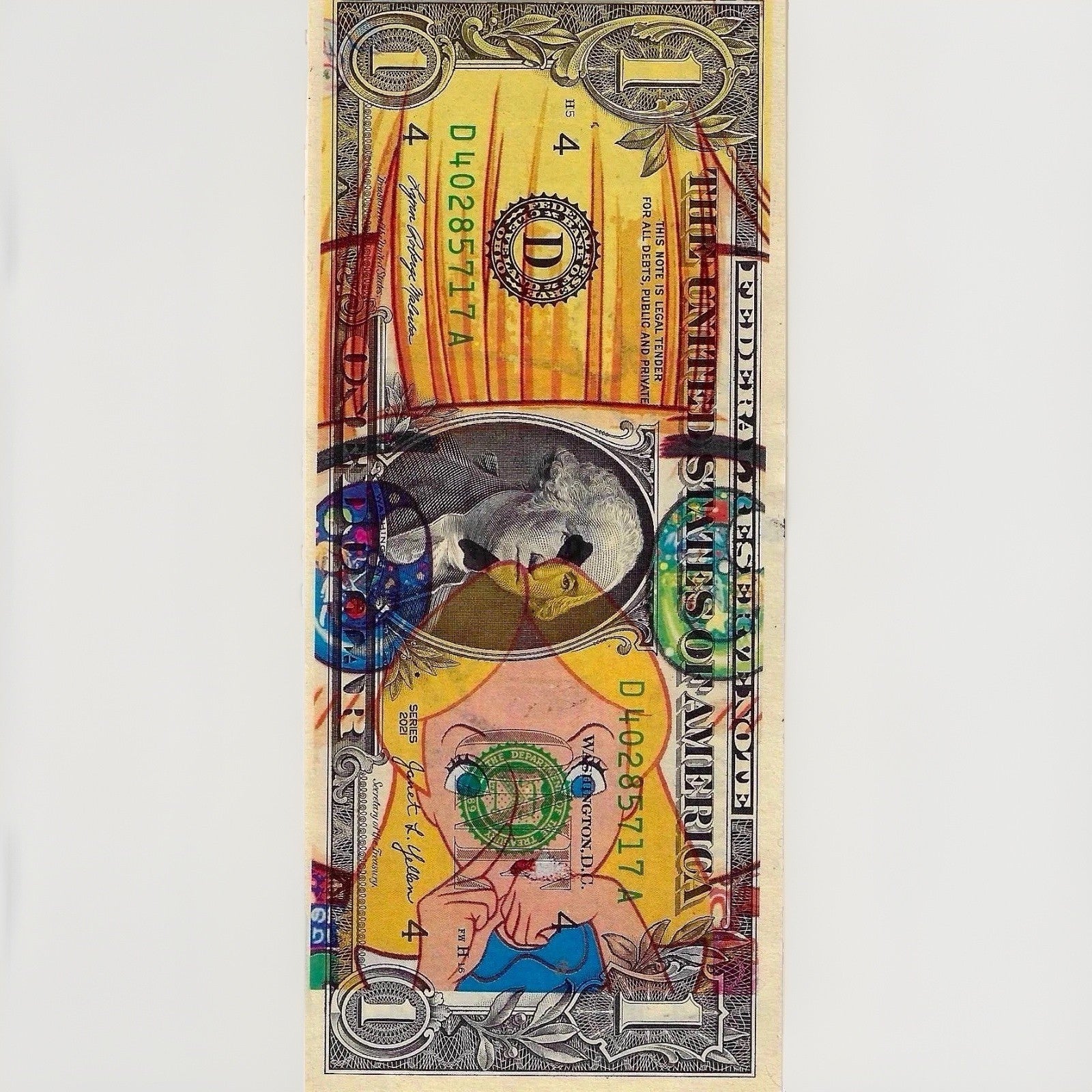 Death NYC –Alice In Wonderland Disney  $1 Dollar Bill Signed & Numbered