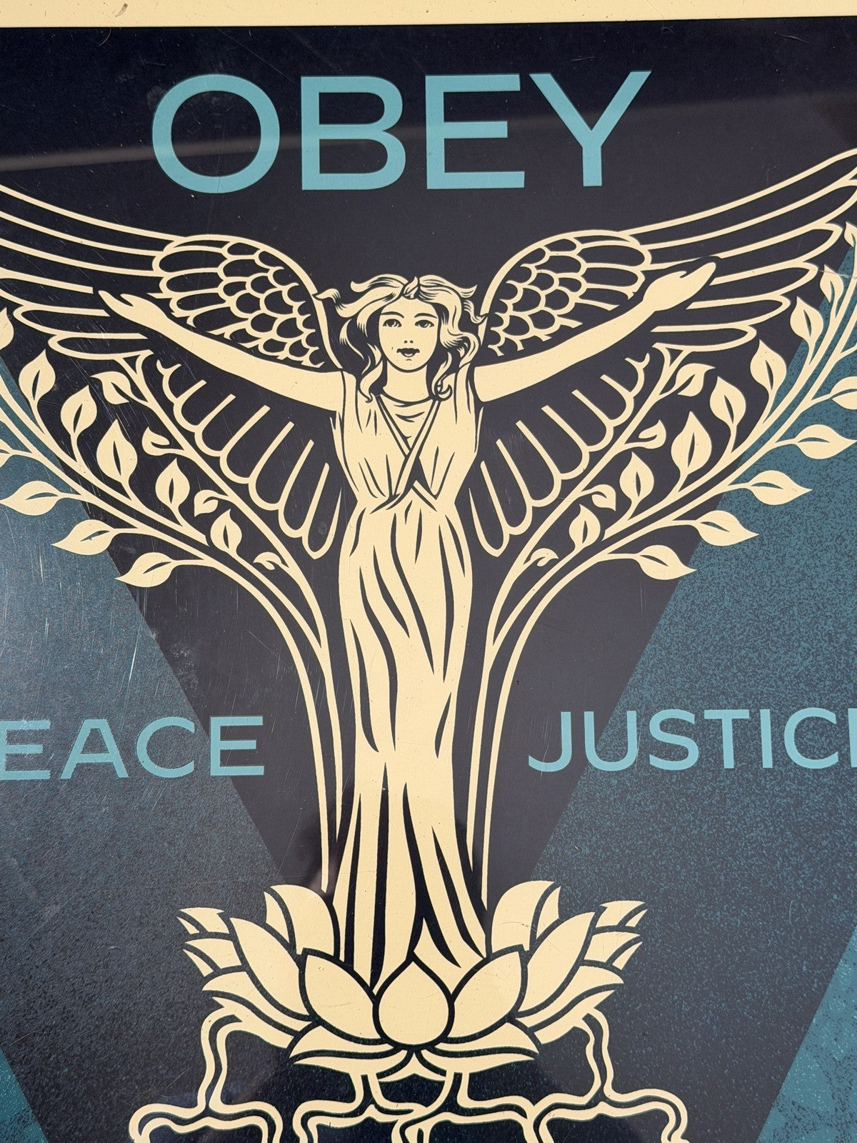 Shepard Fairey Peace and Justice Angel Signed Screen Print OBEY Giant Teal