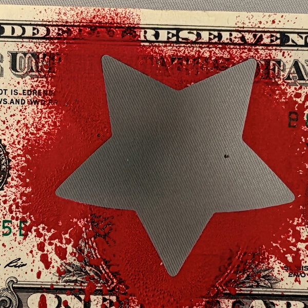 Death NYC — "Red Star" Single Dollar Bill Mixed Media