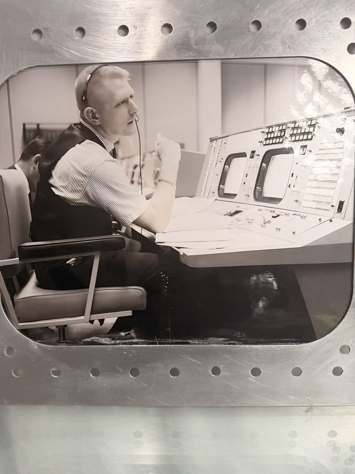 NASA Mission Control Flight Controller Photo Riveted Aluminum Spacecraft Frame