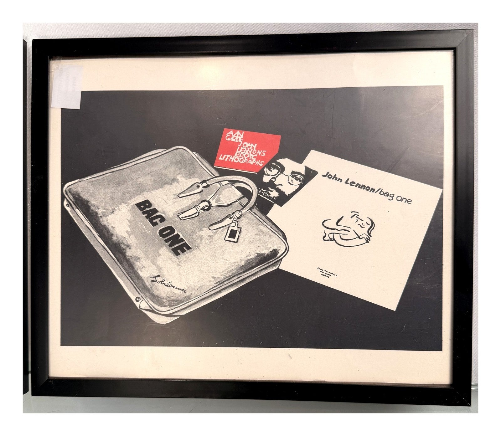 John Lennon Bag One Vintage Promo Print Erotic Lithographs Framed Beatles Art