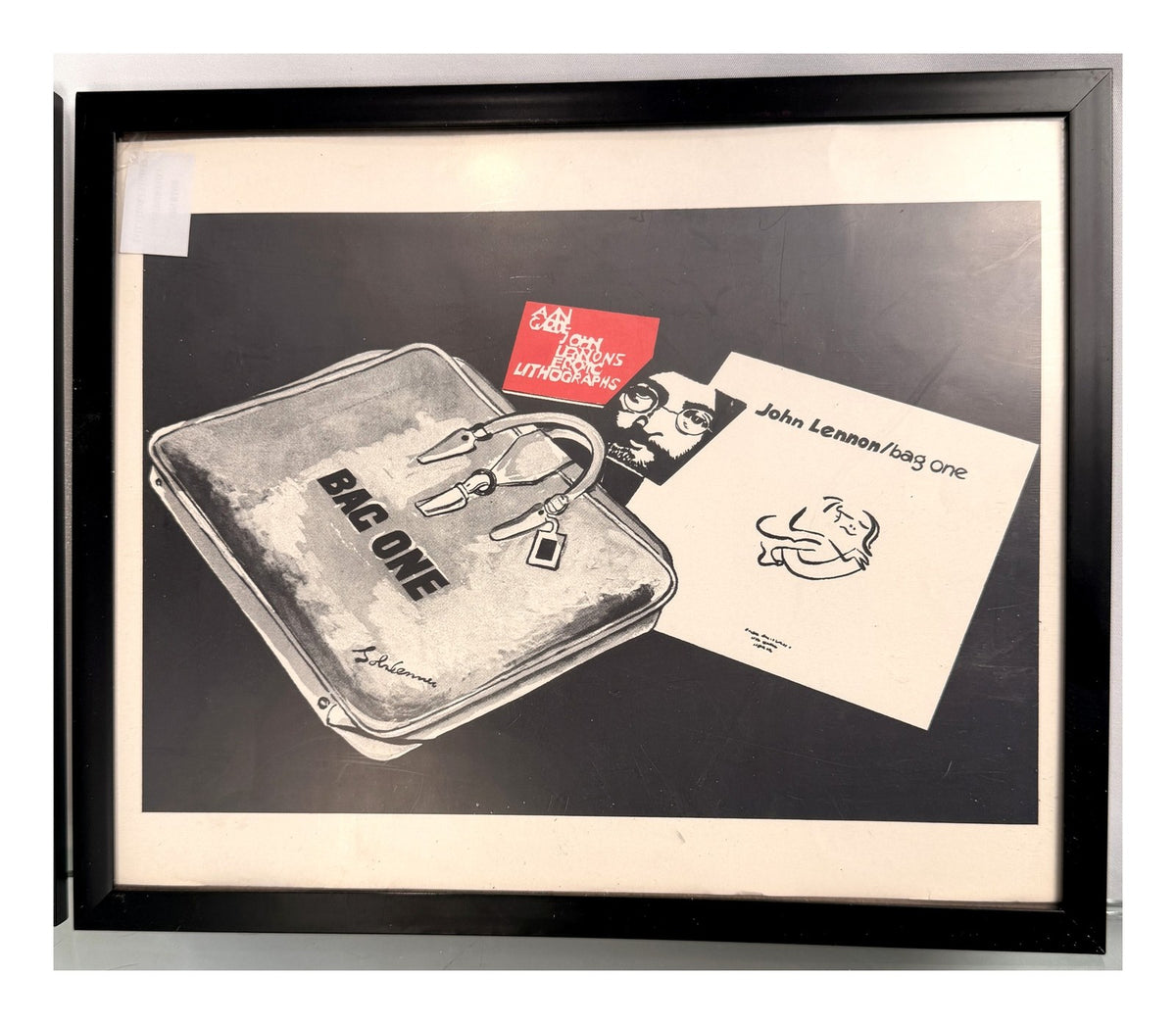 John Lennon Bag One Vintage Promo Print Erotic Lithographs Framed Beatles Art