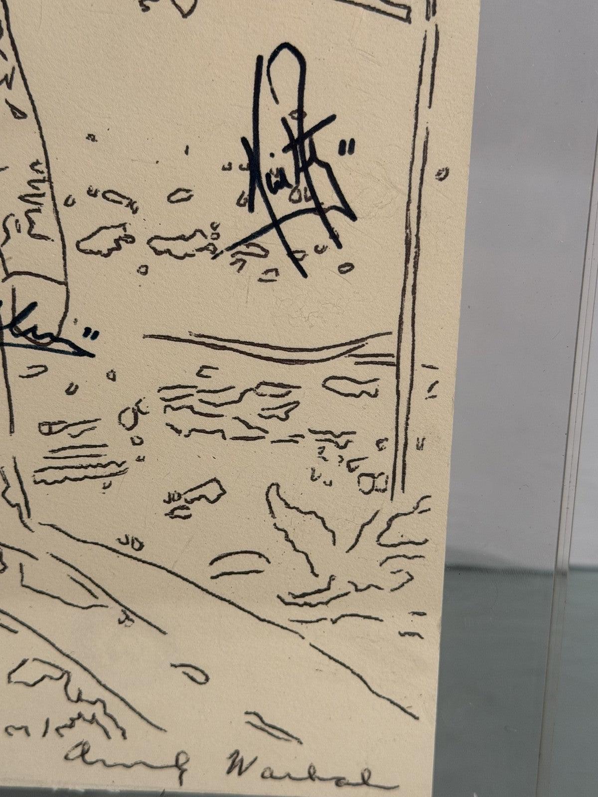 After Andy Warhol Moon Landing Line Drawing 5/50 w/ Astronaut Autographs As-Is