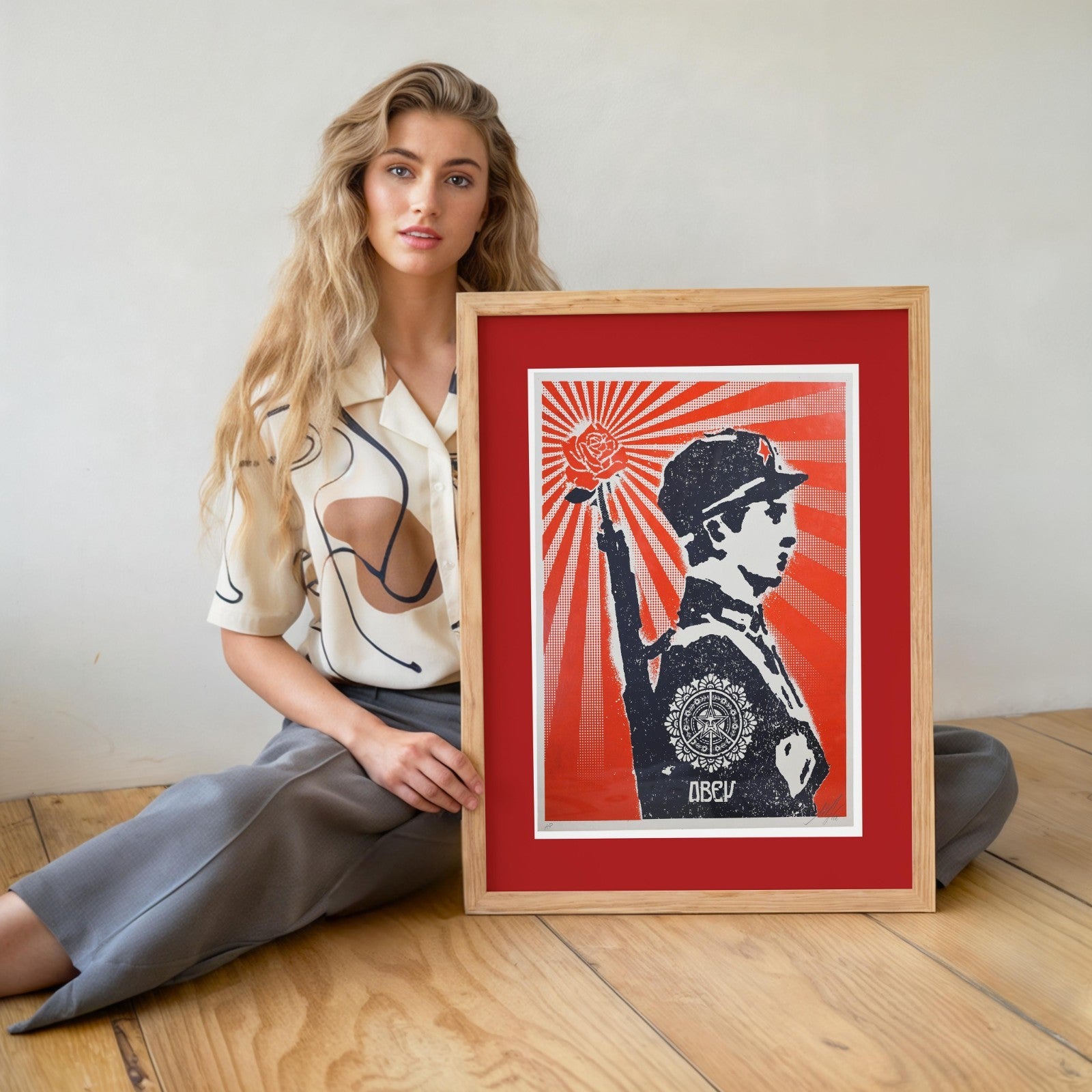 Shepard Fairey OBEY Rose Soldier Signed Screen Print Limited Edition Red