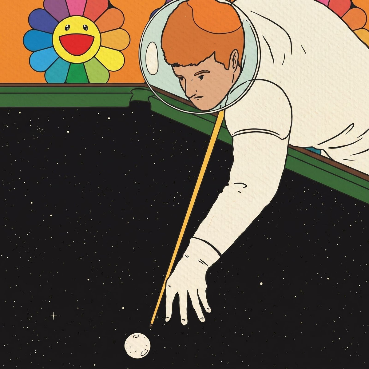 Death NYC Signed Ltd Edition Astronaut Pool Table Print x Murakami Flowers
