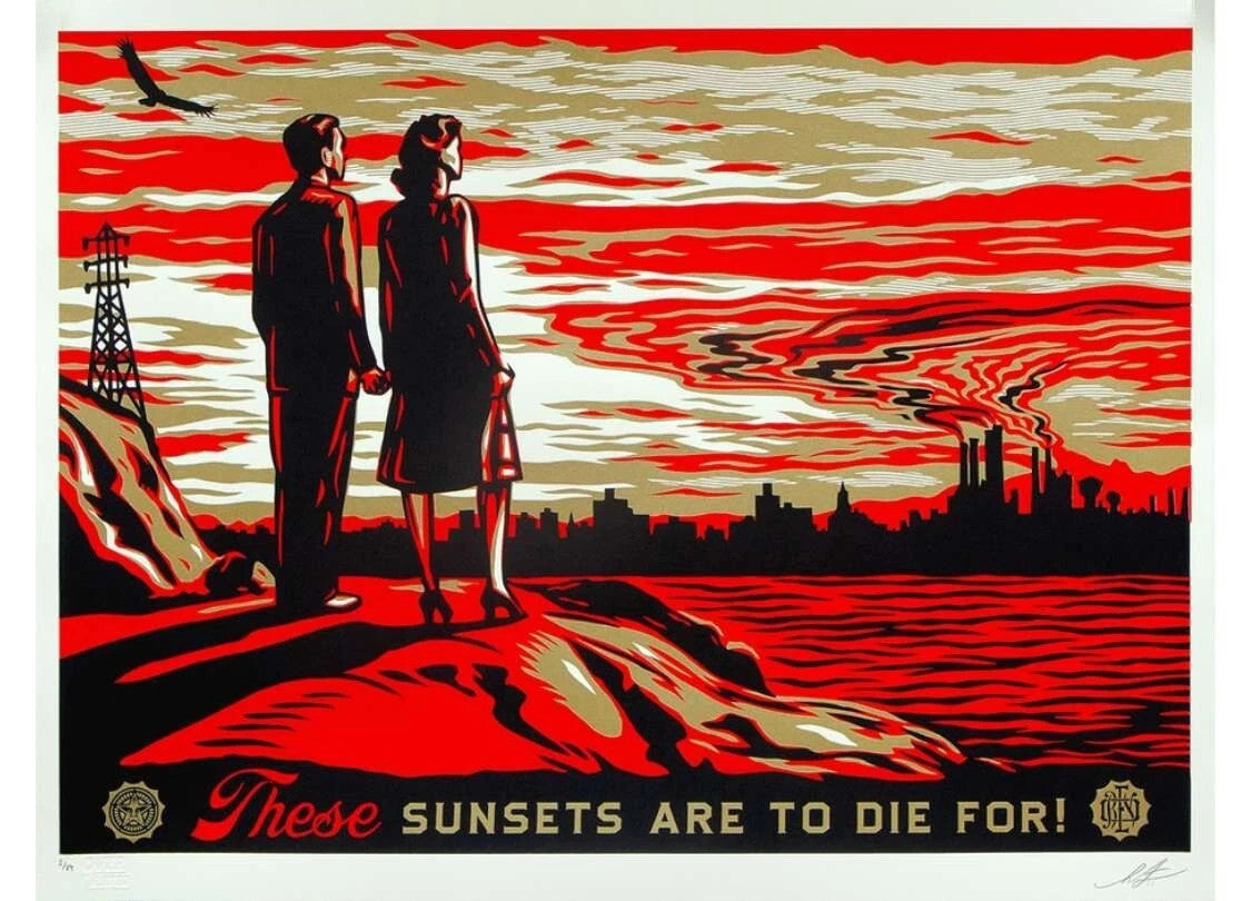 Shepard Fairey Signed "These Sunsets Are to Die For" Large Format Screen Print