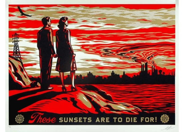 Shepard Fairey Signed "These Sunsets Are to Die For" Large Format Screen Print