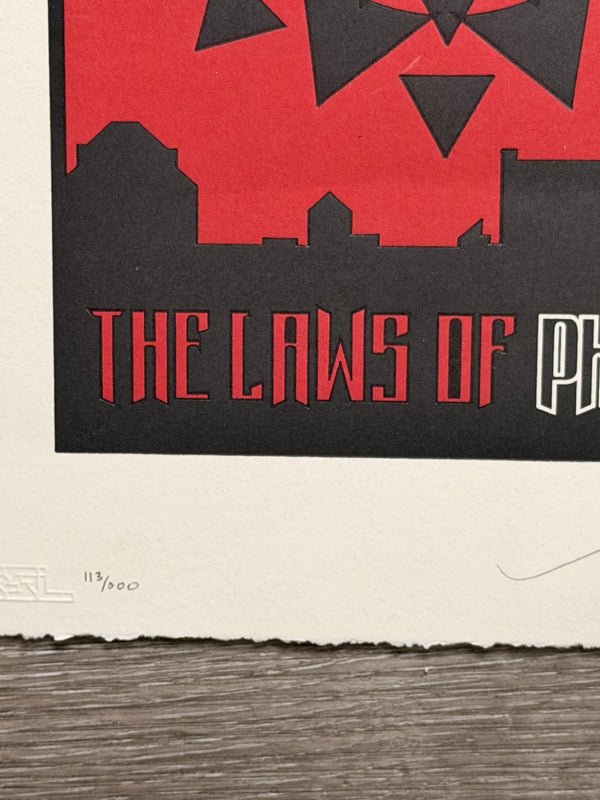 Shepard Fairey OBEY The Laws of Physics Signed Numbered Letterpress 113/200 2005