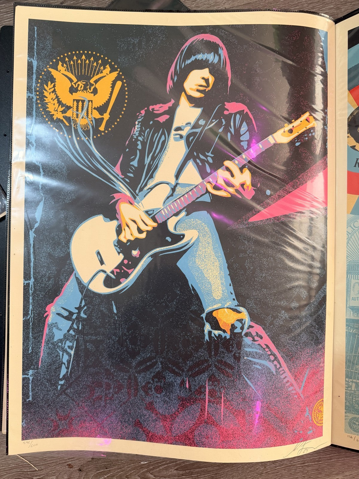 Shepard Fairey Johnny Ramone Smokin Strings Signed 596/600 Screen Print OBEY