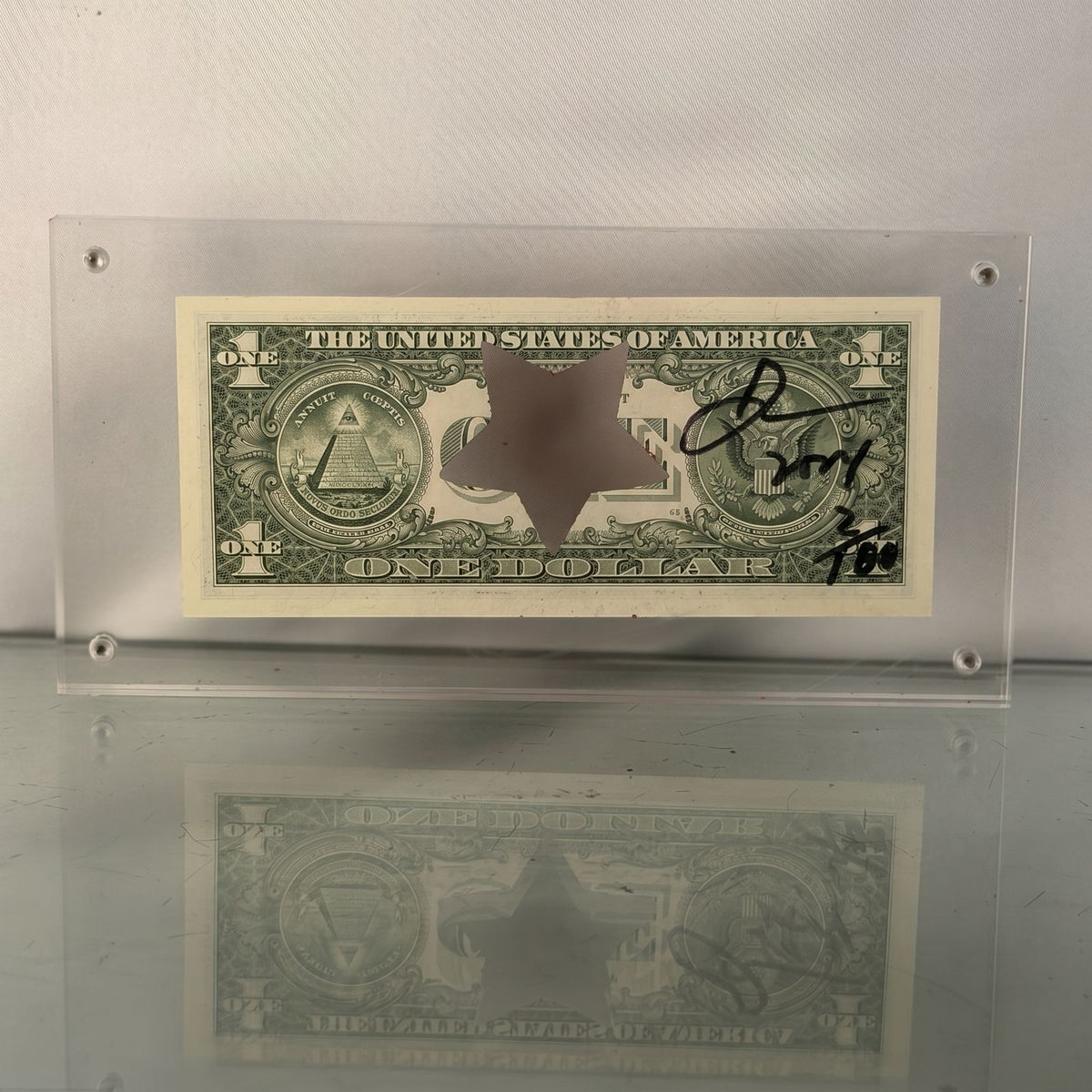 Death NYC — "Red Star" Single Dollar Bill Mixed Media