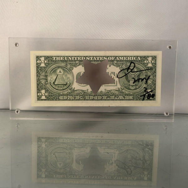 Death NYC — "Red Star" Single Dollar Bill Mixed Media