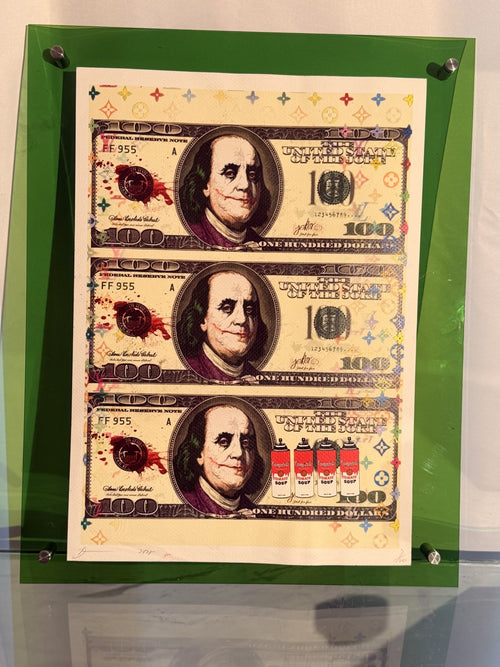 Death NYC Joker $100 Bill Louis Vuitton Signed Numbered Ltd 100 Framed Pop Art