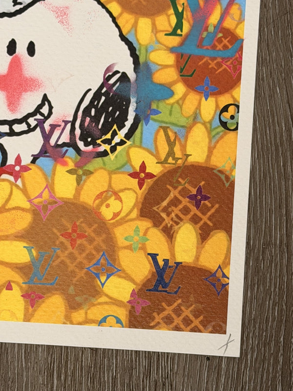 Death NYC Snoopy Van Gogh Sunflowers 1/1 Original Spray Paint Signed LV Pop Art
