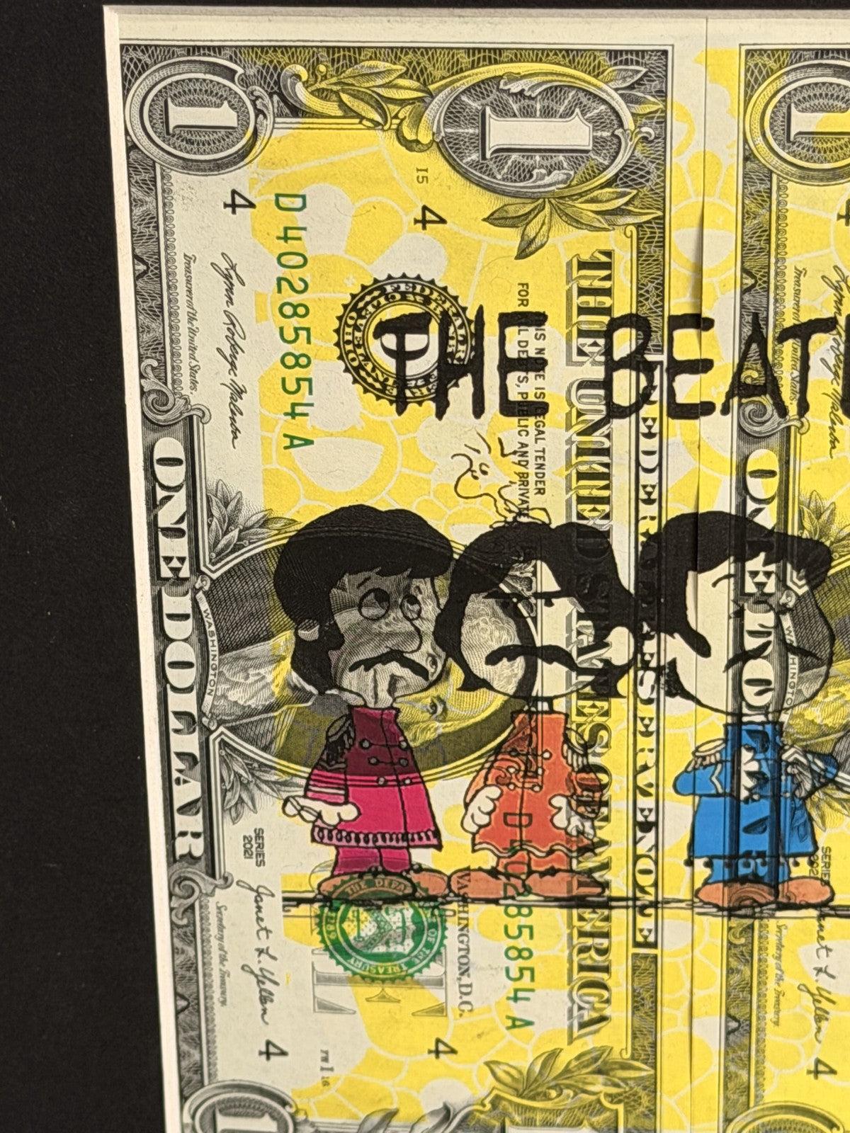 DEATH NYC The Beatles Dollar Art Signed Ltd Ed Framed Print Display
