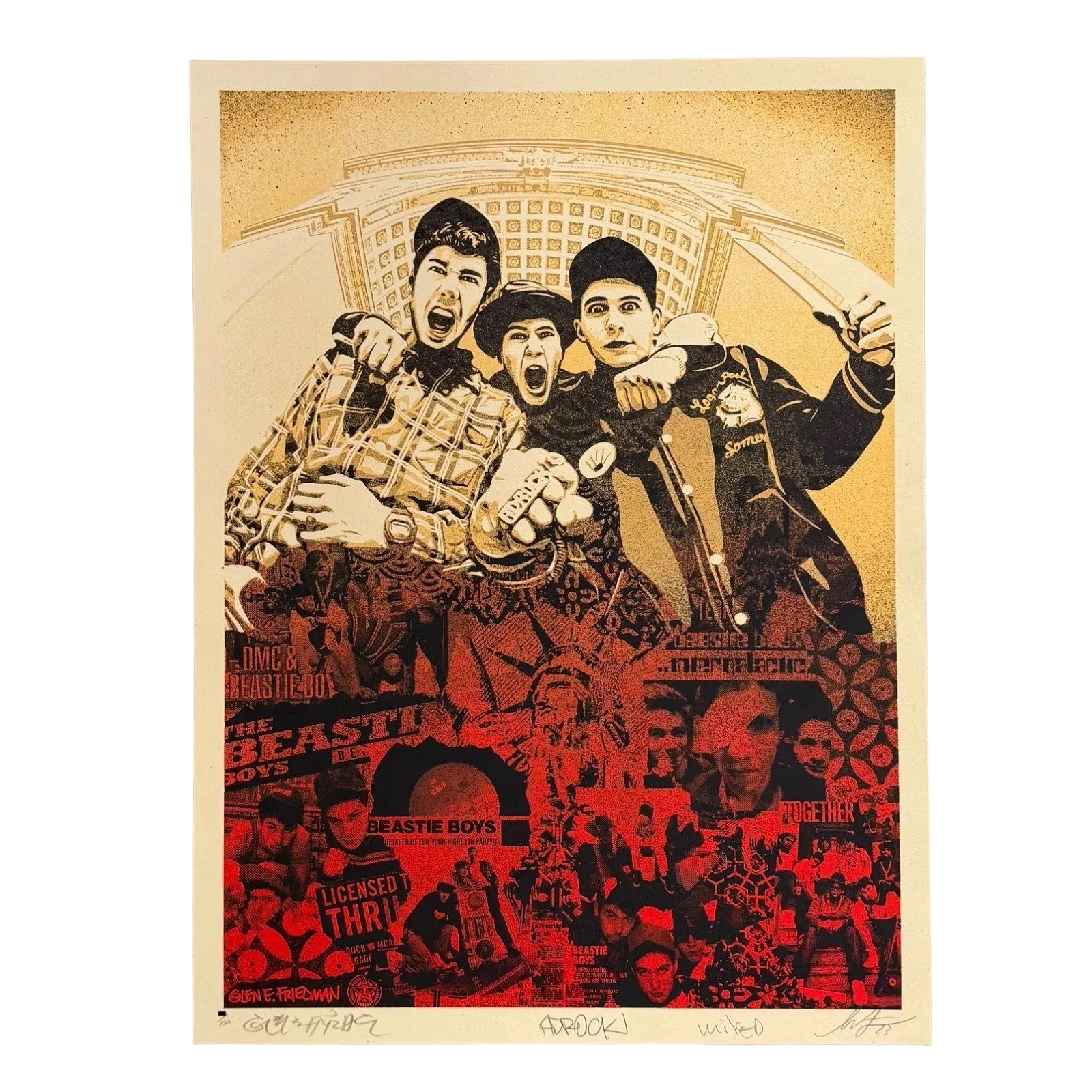 Shepard Fairey Beastie Boys Stand Together RED Signed x3 Ad-Rock /250 Art