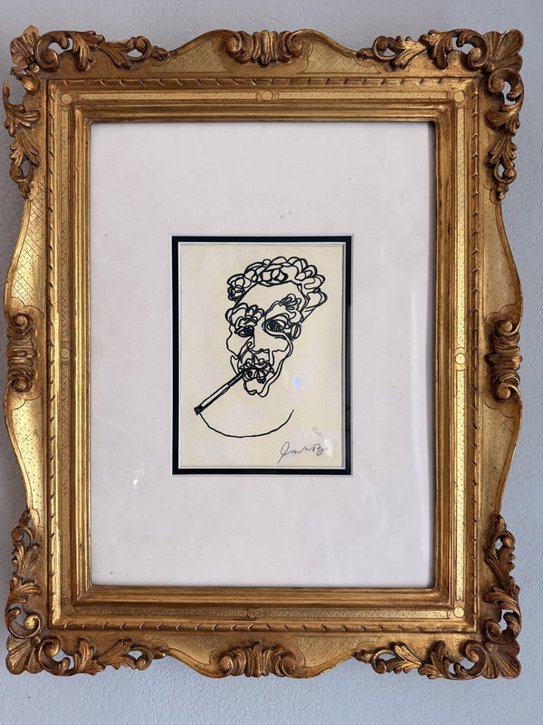 One Line Marker Drawing 1985 w/ Basquiat Estate COA - UNVERIFIED Sold As-Is