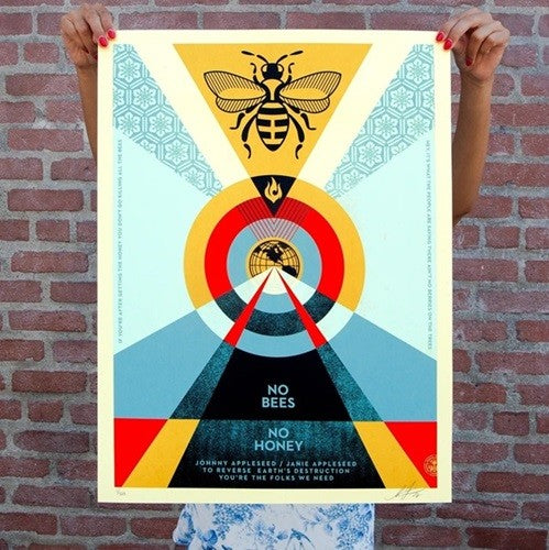 Shepard Fairey No Bees No Honey Signed Numbered Screen Print 76/325 OBEY 2022