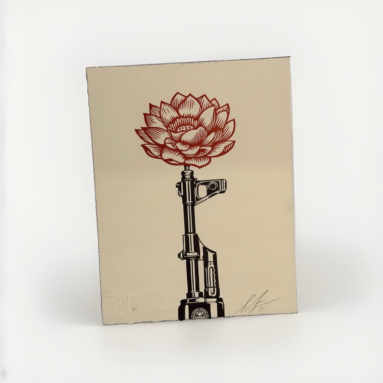 Shepard Fairey AK-47 Lotus Signed Numbered Letterpress OBEY Print 2021 /450