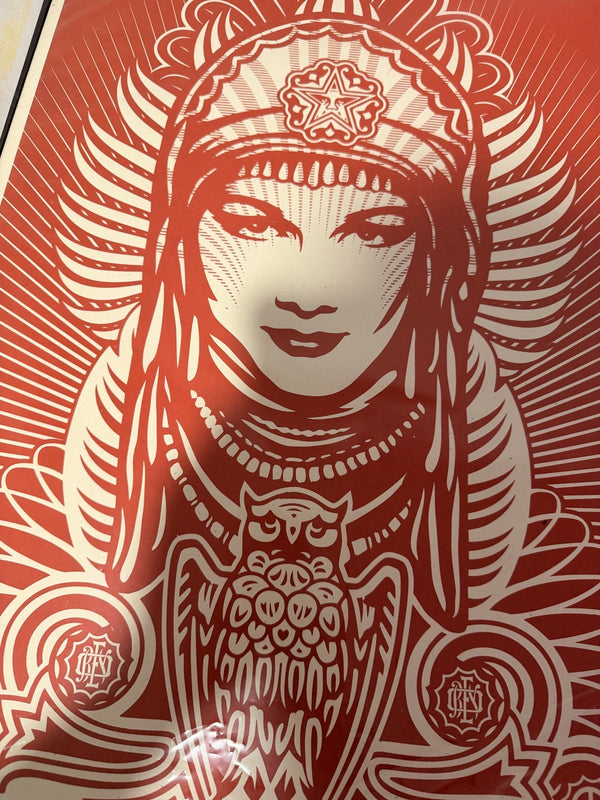 Shepard Fairey Peace Goddess Red Signed Numbered Screen Print 2007 Obey Giant