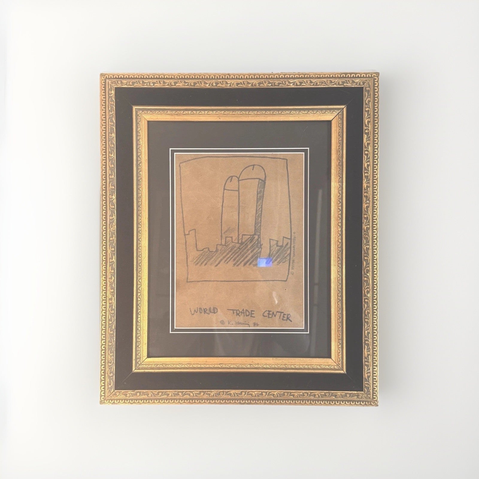 Keith Haring (Attributed) World Trade Center Drawing on Paper - Unauthenticated
