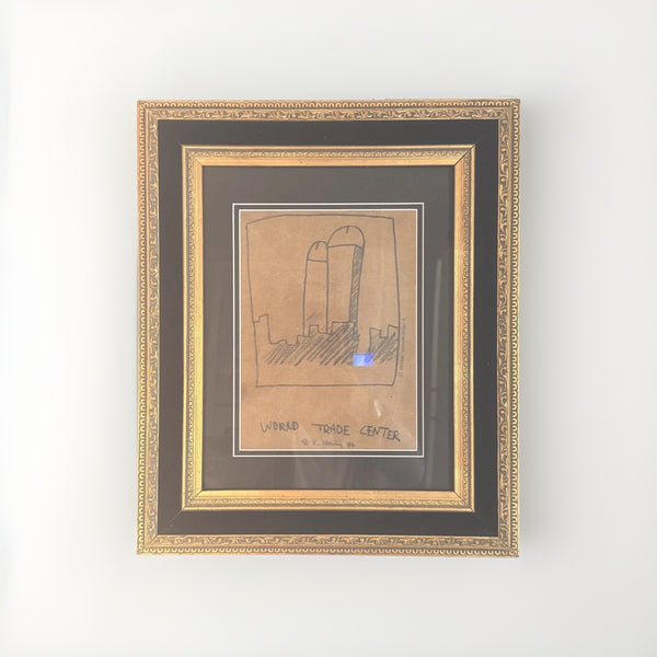Keith Haring (Attributed) World Trade Center Drawing on Paper - Unauthenticated