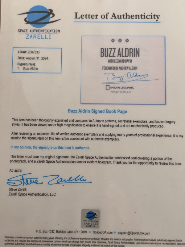 BUZZ ALDRIN APOLLO 11  NASA FRAMED AUTOGRAPH - ZARELLI SPACE COA