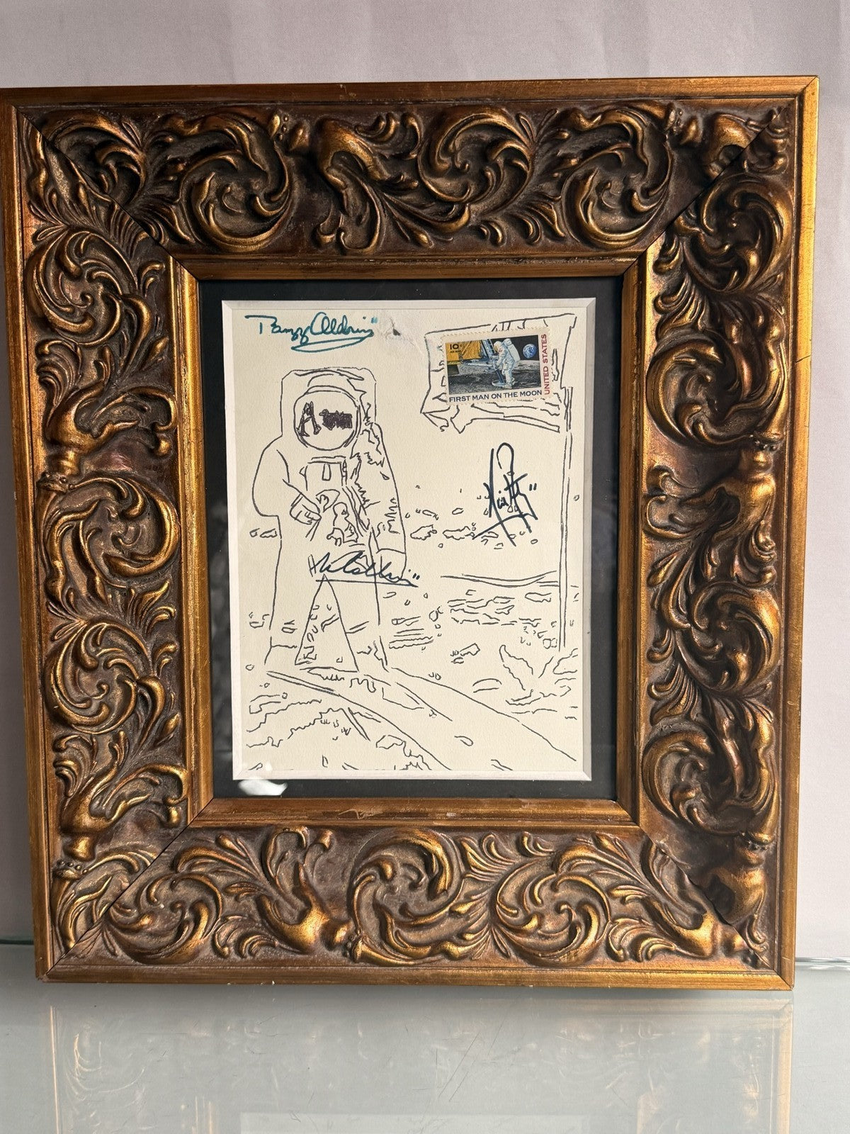 Andy Warhol Moonwalk Astronaut Print Apollo 11 First Man on Moon Framed Vtg