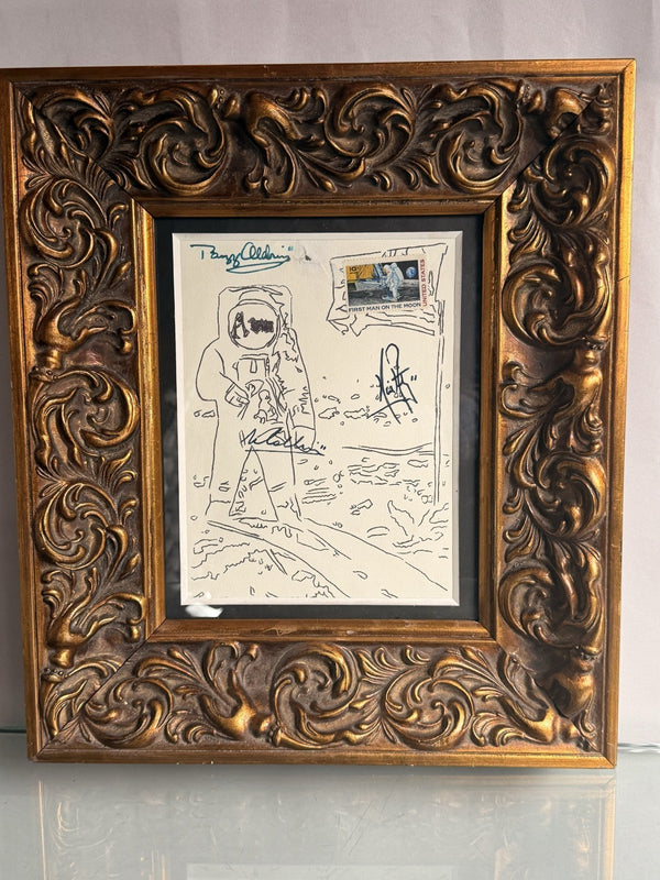 Andy Warhol Moonwalk Astronaut Print Apollo 11 First Man on Moon Framed Vtg