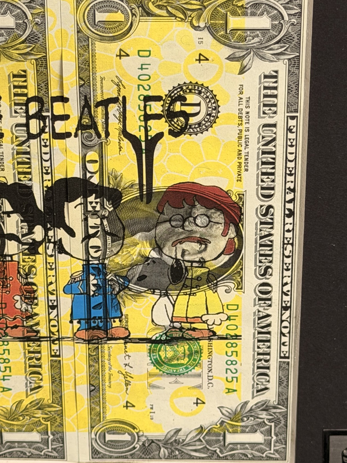 DEATH NYC The Beatles Dollar Art Signed Ltd Ed Framed Print Display