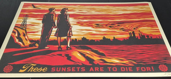 Shepard Fairey Signed "These Sunsets Are to Die For" Large Format Screen Print