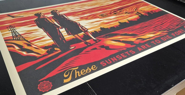 Shepard Fairey Signed "These Sunsets Are to Die For" Large Format Screen Print
