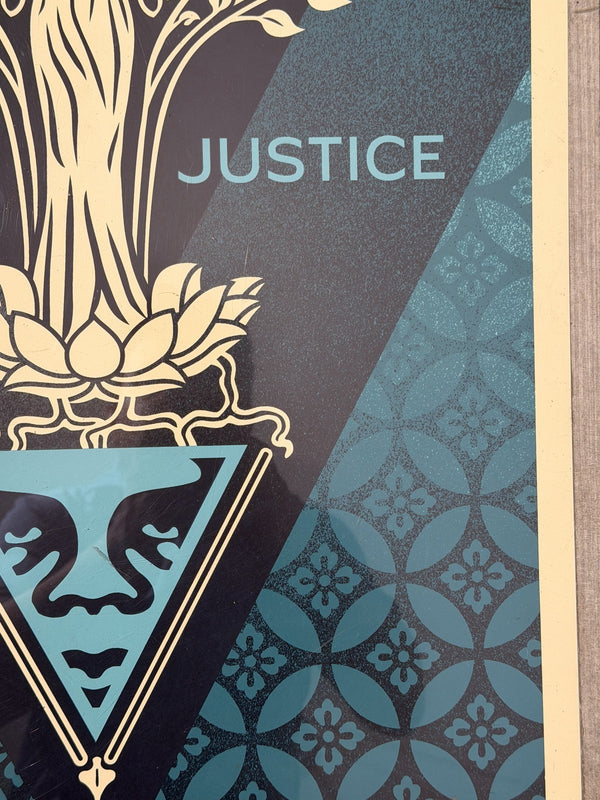Shepard Fairey Peace and Justice Angel Signed Screen Print OBEY Giant Teal
